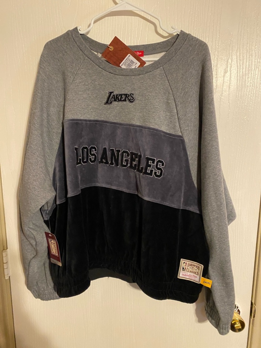 Mitchell & Ness Los Angeles Grey and Black Colorblock Sweatshirt
